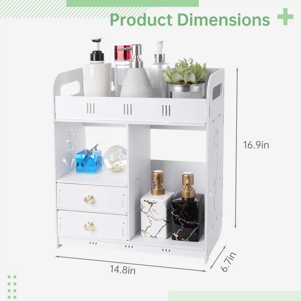 White Wall Mounted Bathroom Cabinet with 2 Drawers O3746
