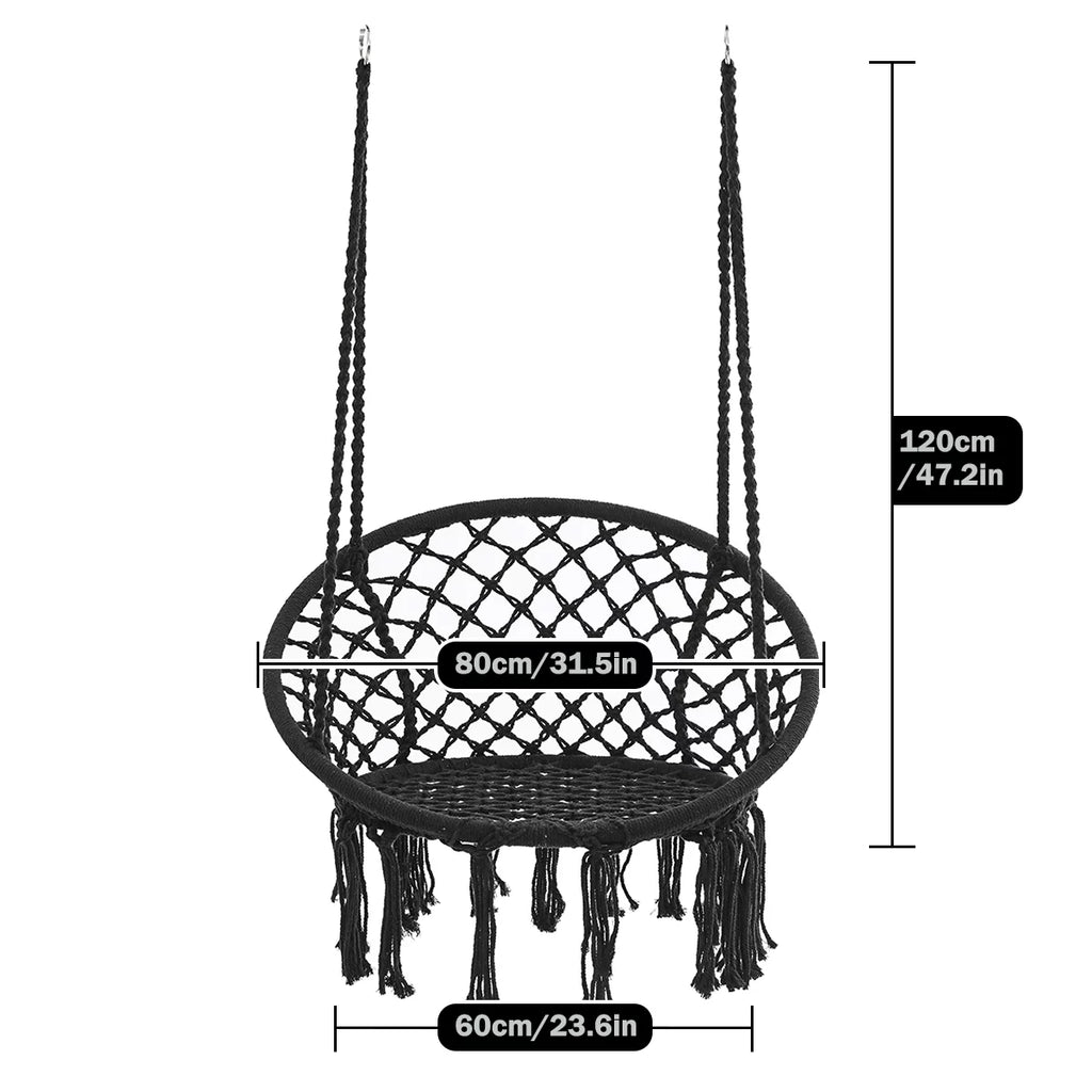 Hammock Chair Macrame Swing Chair Handmade Knitted Cotton Rope White A94322