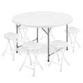 7 Pieces 4.5 FT Folding Round Table and Chair Set White T825592