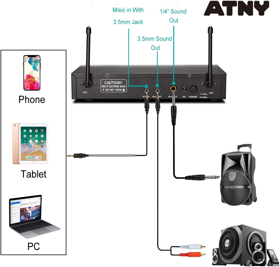 UHF Dual Channel Handheld Wireless Microphone System with 2 Rechargeable Metal Mics and LED Display O894