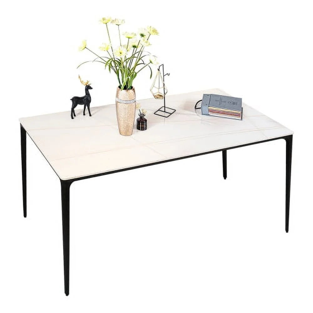 White Sintered Stone Dining Table 63 inch Z93268