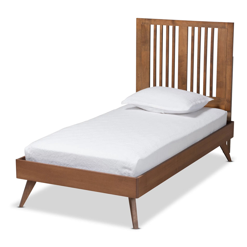 Twin Ash Walnut Wood Platform Bed A2968