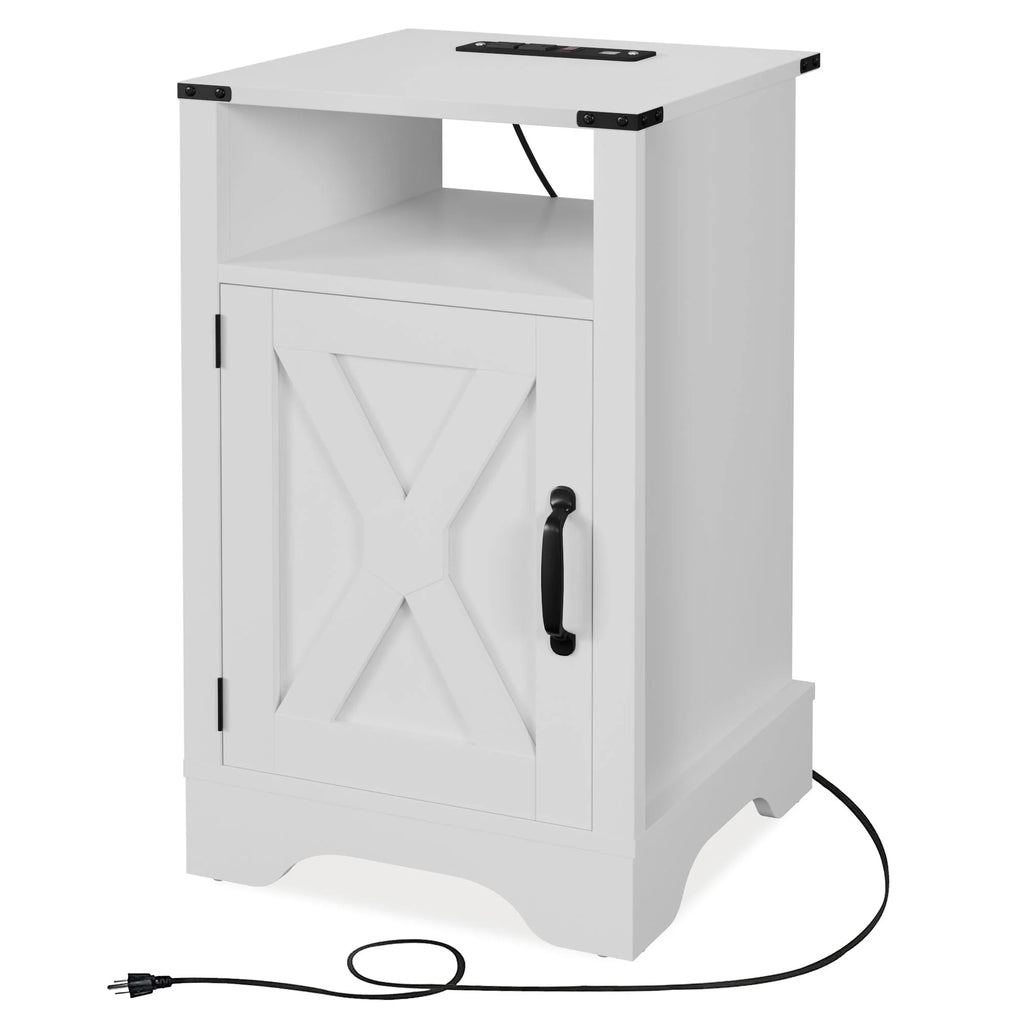 White Farmhouse Nightstand Side Table (2 Sets) X5168