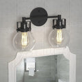 2 Light Black Metal Wall Sconce Lamp Fixture N9443