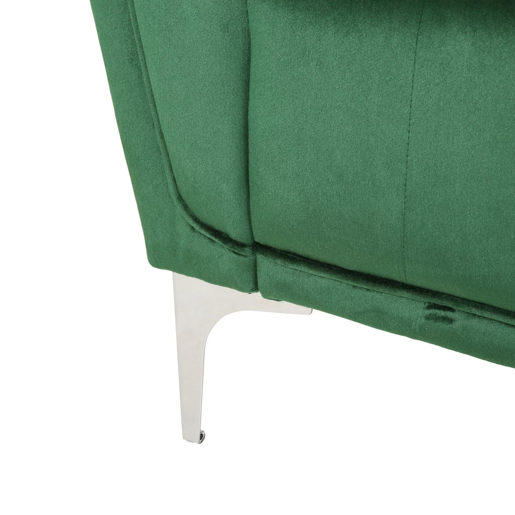 Modern Glam Velvet Tufted 3 Seater Sofa with Accent Pillows S761168