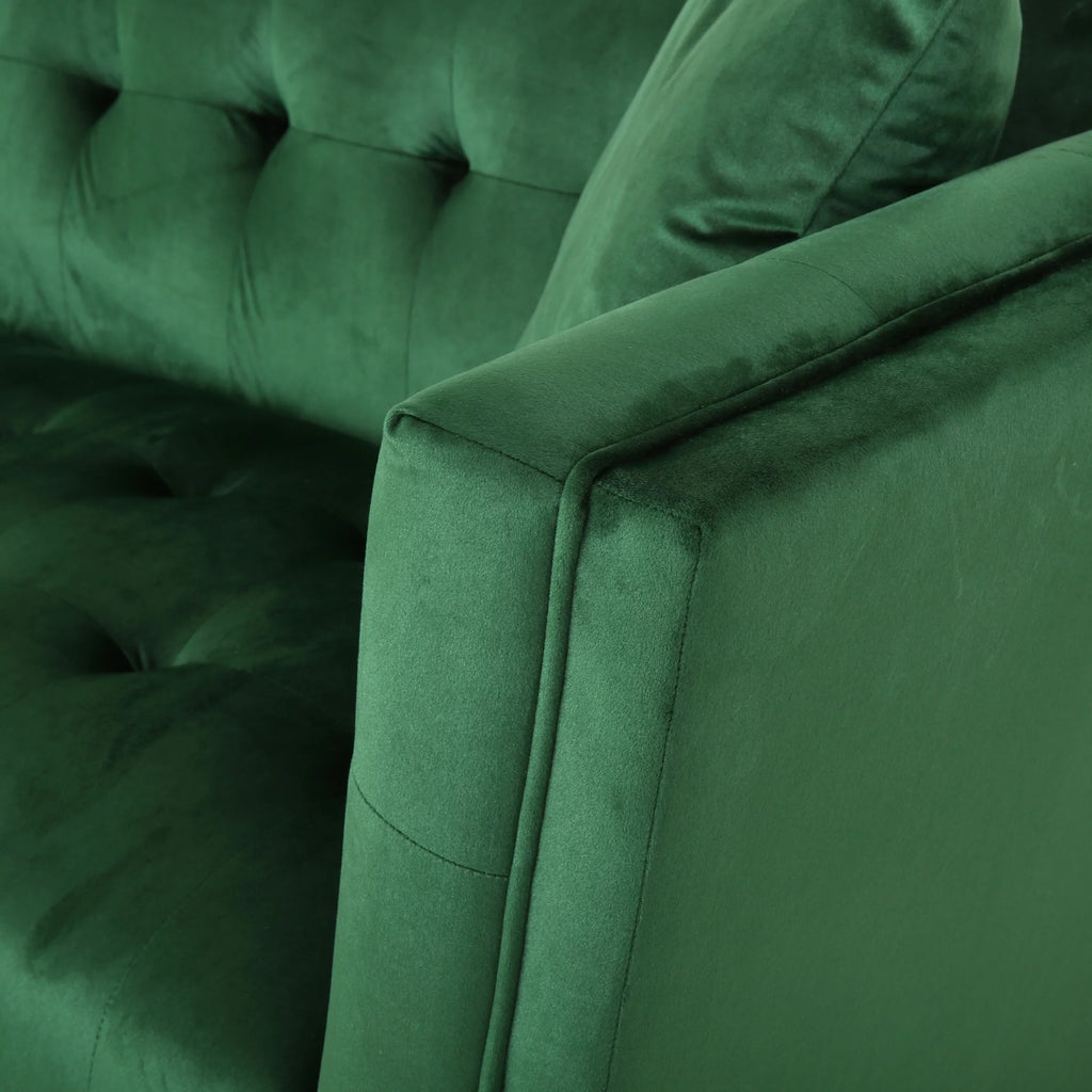 Modern Glam Velvet Tufted 3 Seater Sofa with Accent Pillows S761168