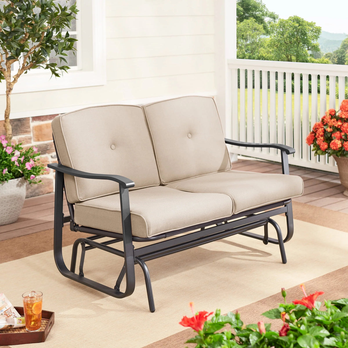 Steel Outdoor Glider Bench V24615