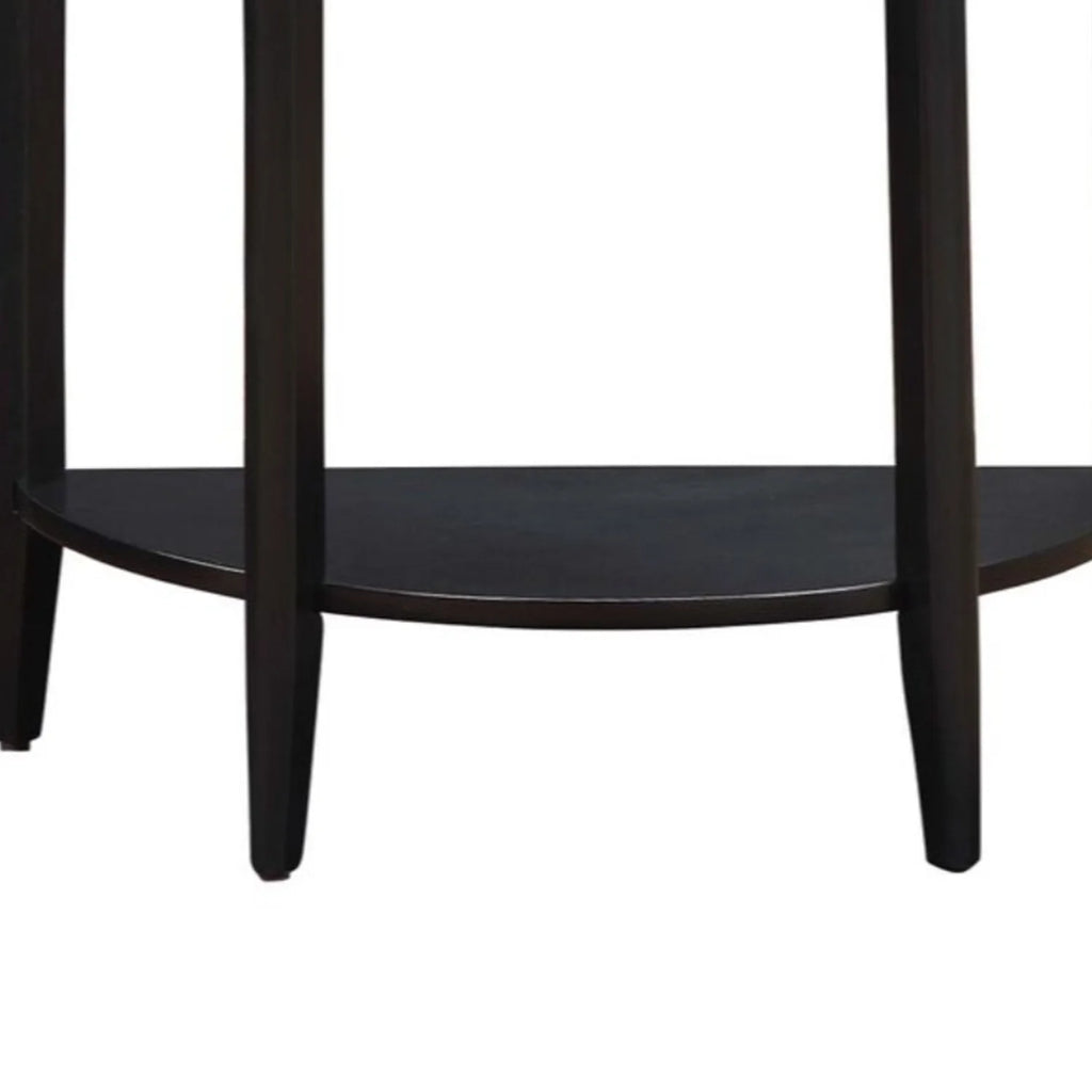 Black Wooden Half Moon Console Table with Storage Drawer X4290