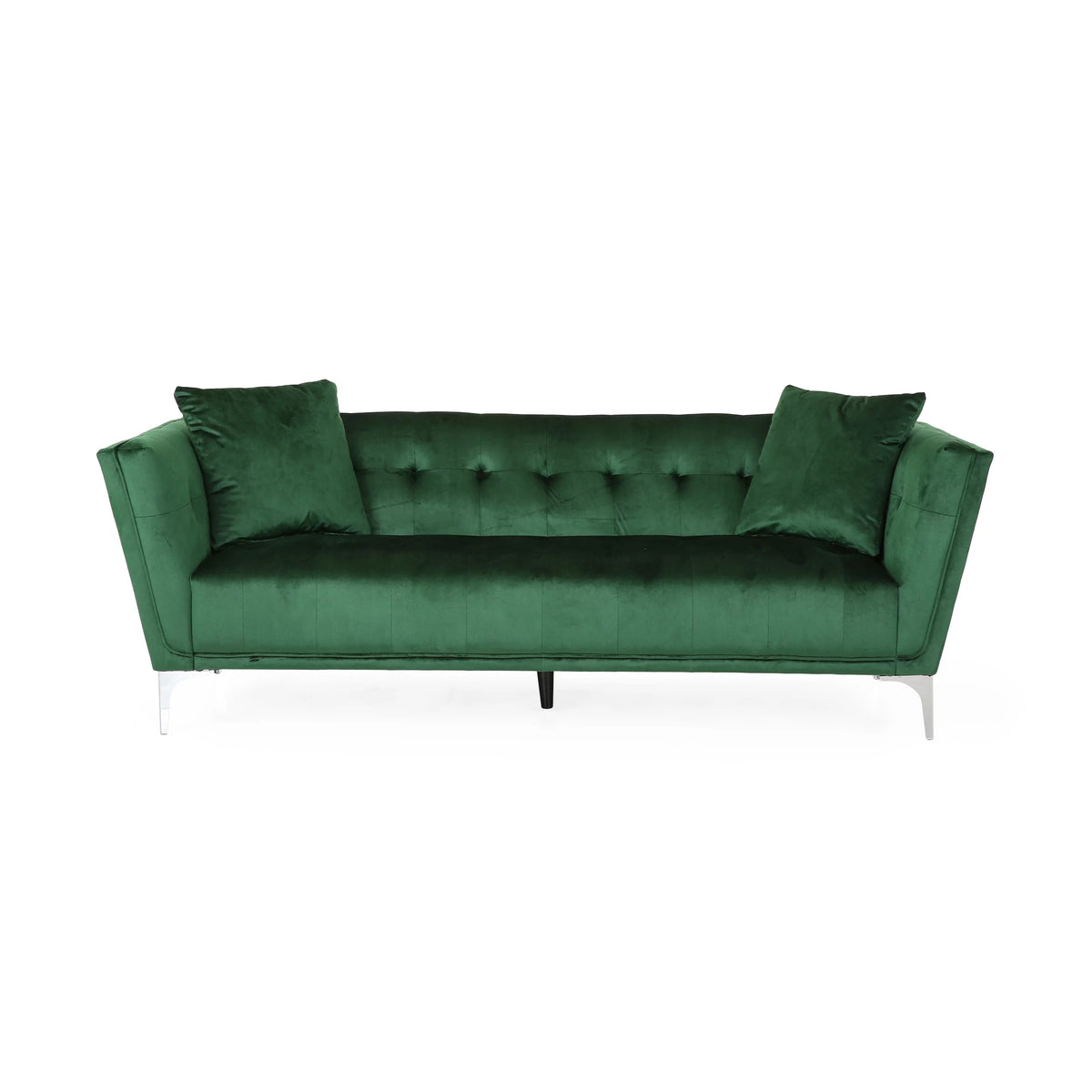 Modern Glam Velvet Tufted 3 Seater Sofa with Accent Pillows S761168