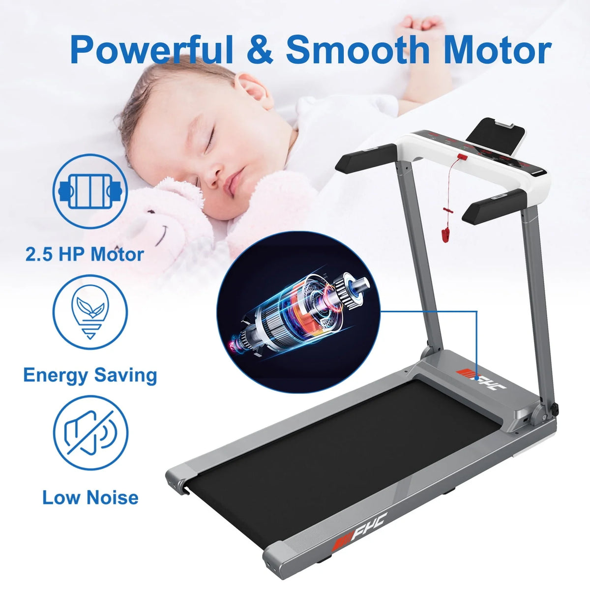 Folding Treadmill with Incline 3.5HP 8.5MPH Foldable Compact Electric Treadmill V184