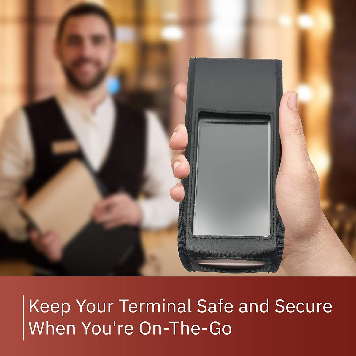 Black Credit Card Terminal Carrying Case with Shoulder Strap W538