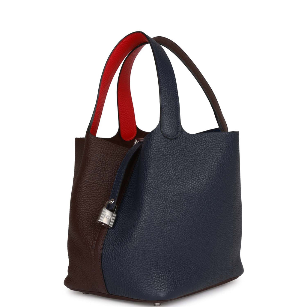 Bleu Nuit Framboise Rouge Sellier Clemence Palladium Hardware Bucket Bag F74497