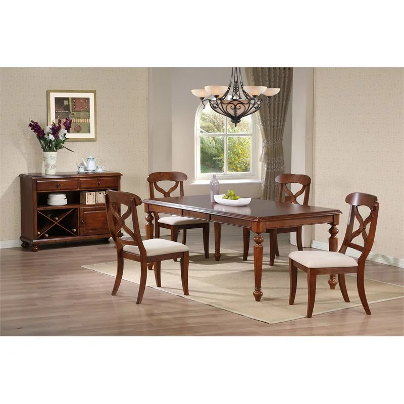 76" Extendable Butterfly Leaf Wood Dining Table in Brown S37178