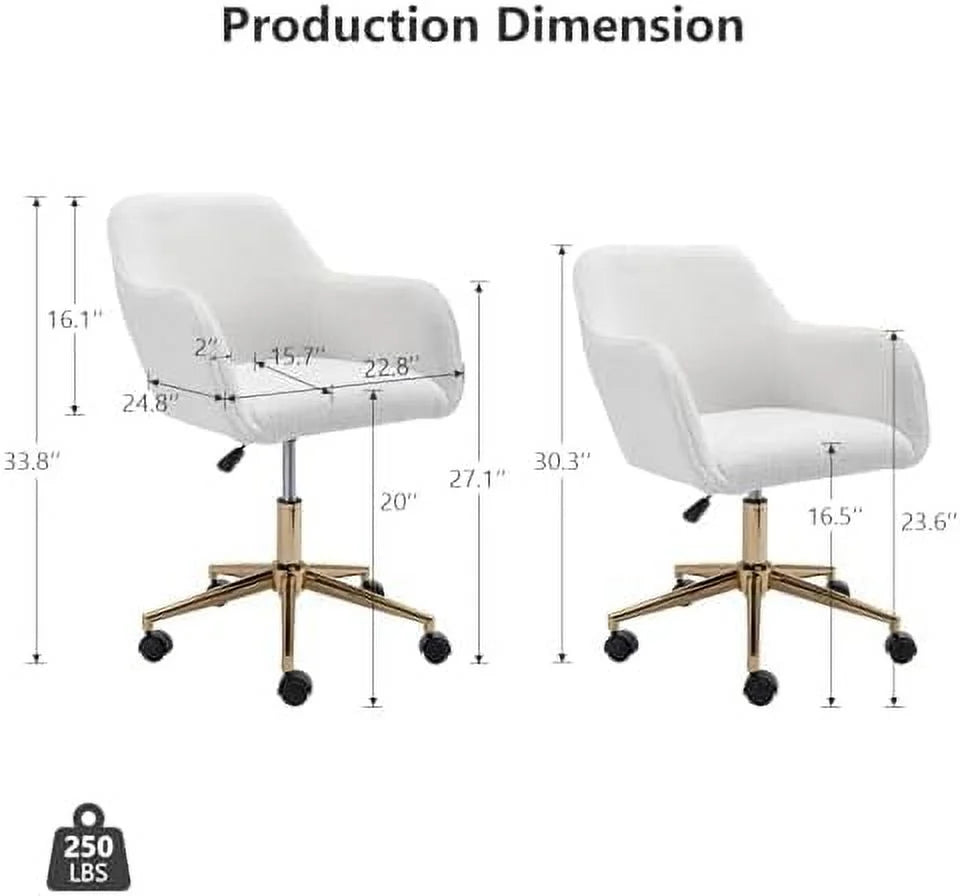 White Sherpa Desk Chair with Wheels and Arms L623955