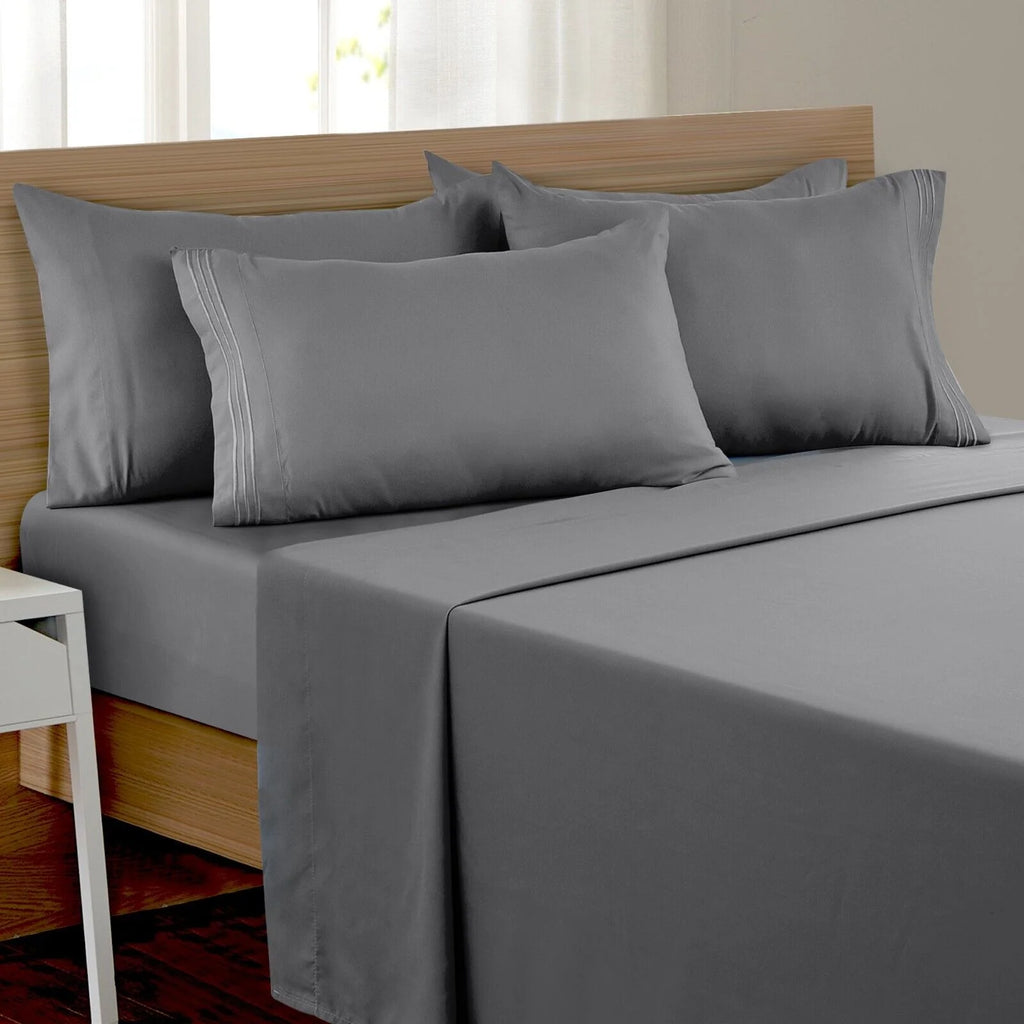 6 Pcs Deep Pocket Microfiber Bed Sheet Set A1148