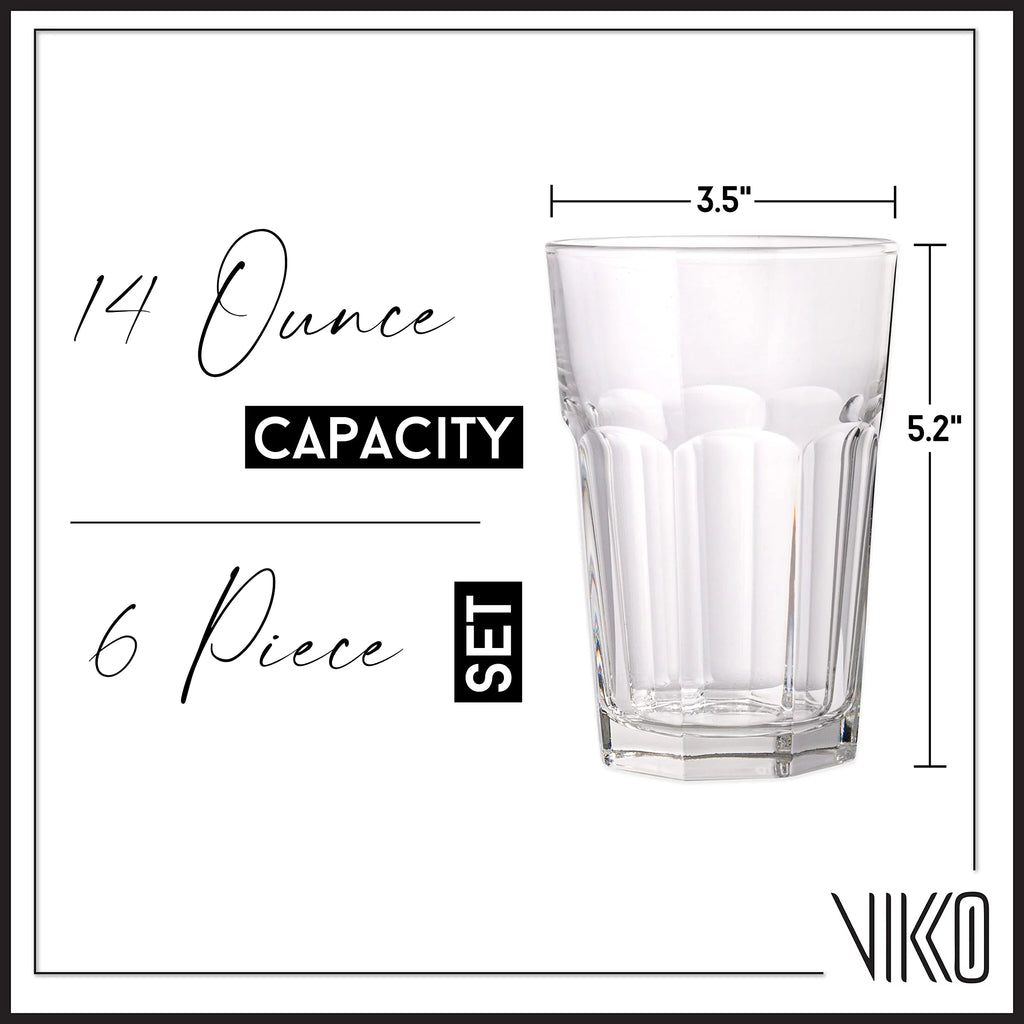 Set of 6 14 Ounce Dishwasher Safe Drinking Glasses E605253
