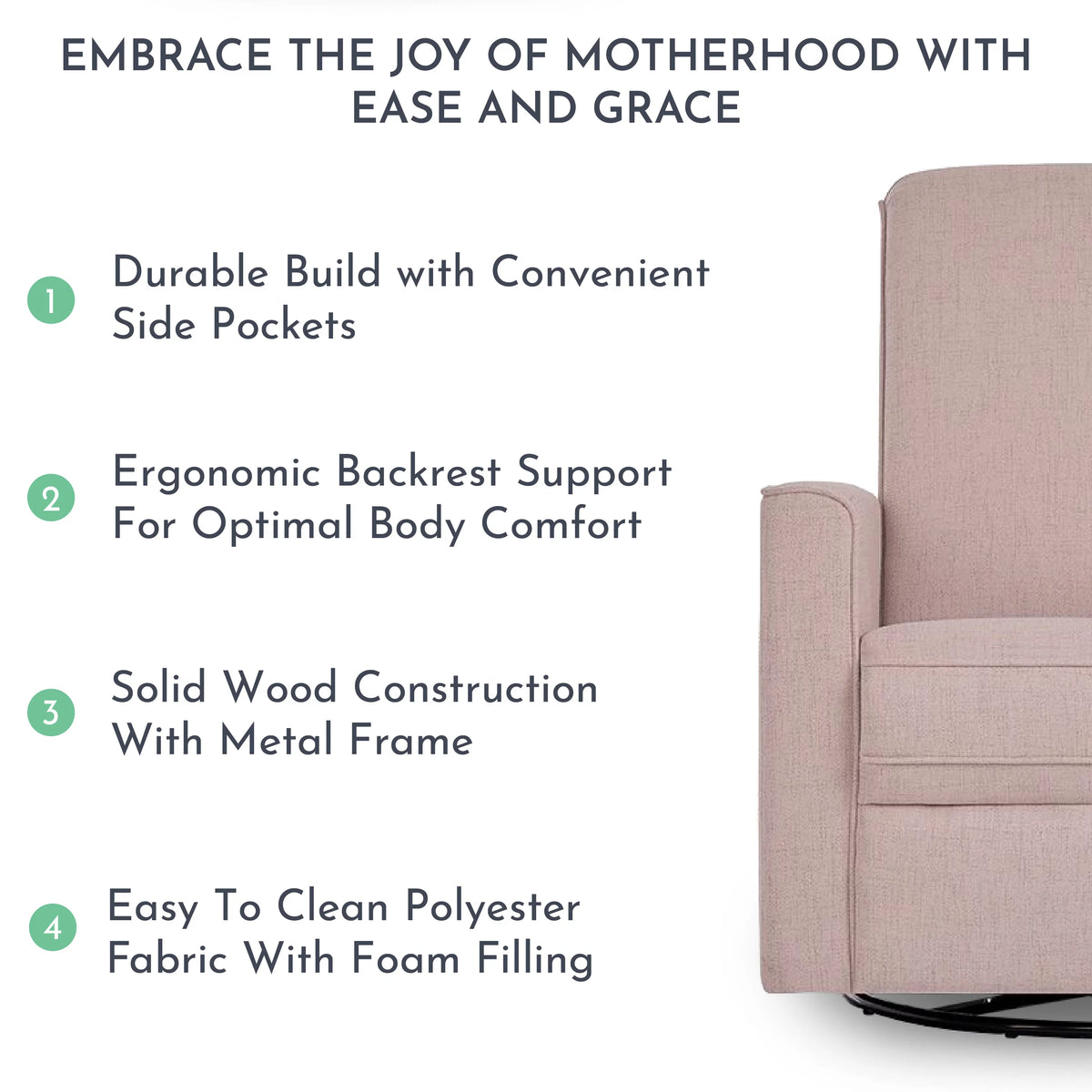 Rose Polyester Glider Recliner H80273