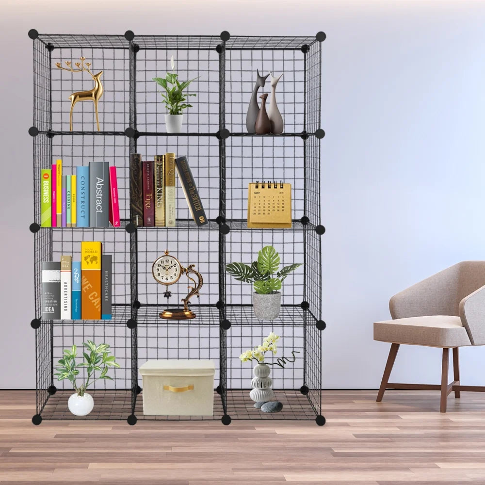 12-Cube Metal Wire Cube Storage Shelves W7504
