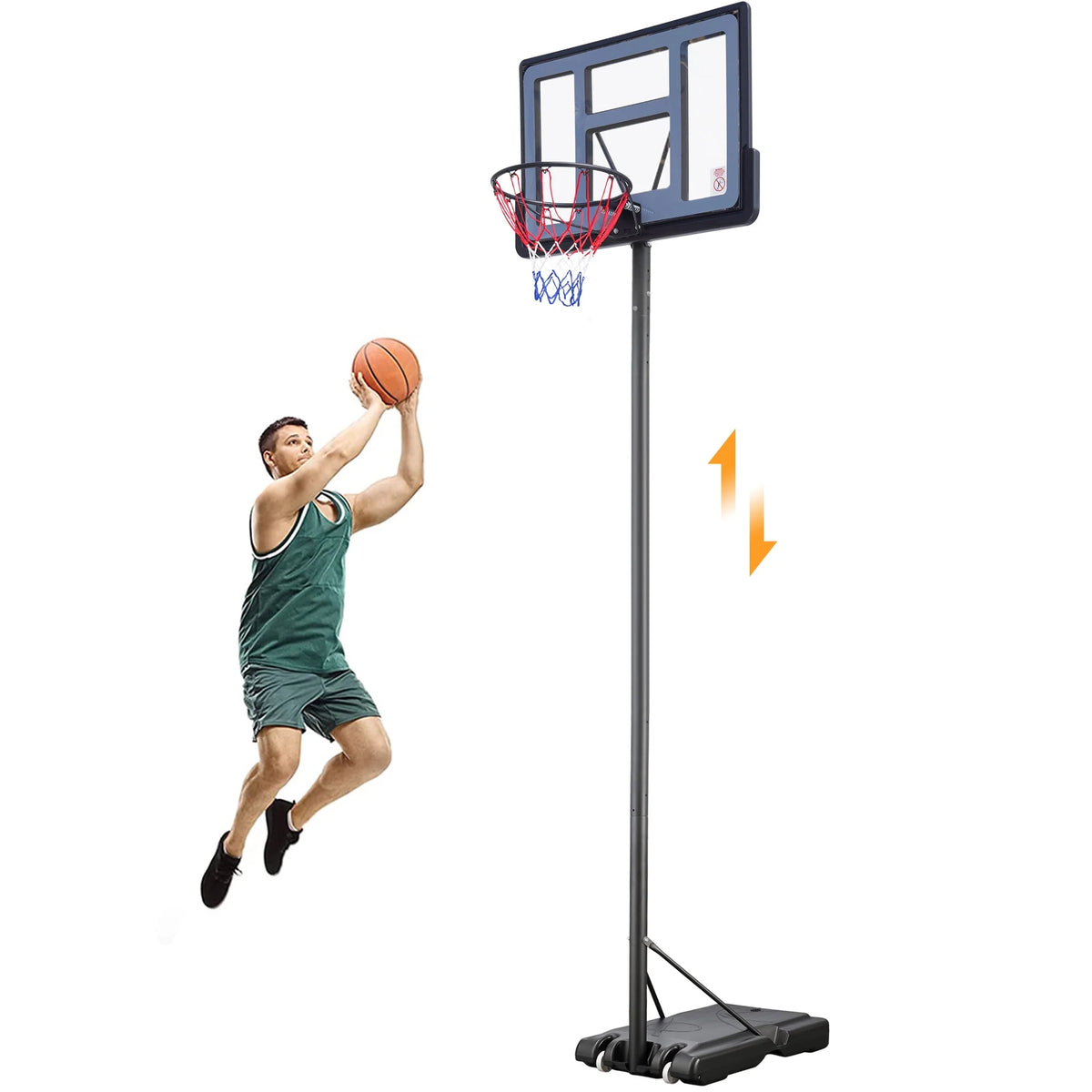 Kids Adjustable Basketball Hoop with Wheels B7445