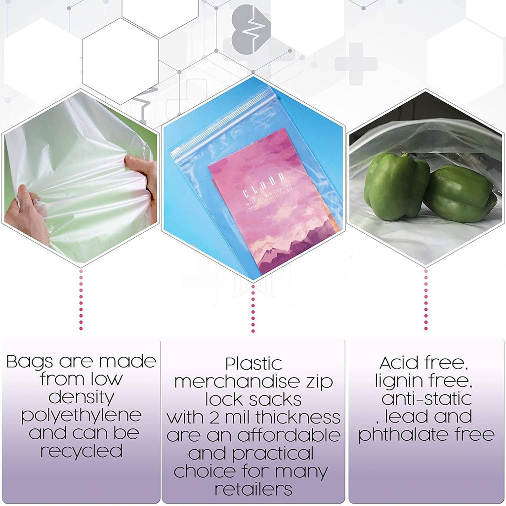 1000 Pack Clear Reclosable Zip Lock Poly Bags 2 Mil 13x22 x 18x22 A5836