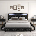 White Queen Size LED Bed Frame with 4 Storage Drawers B655