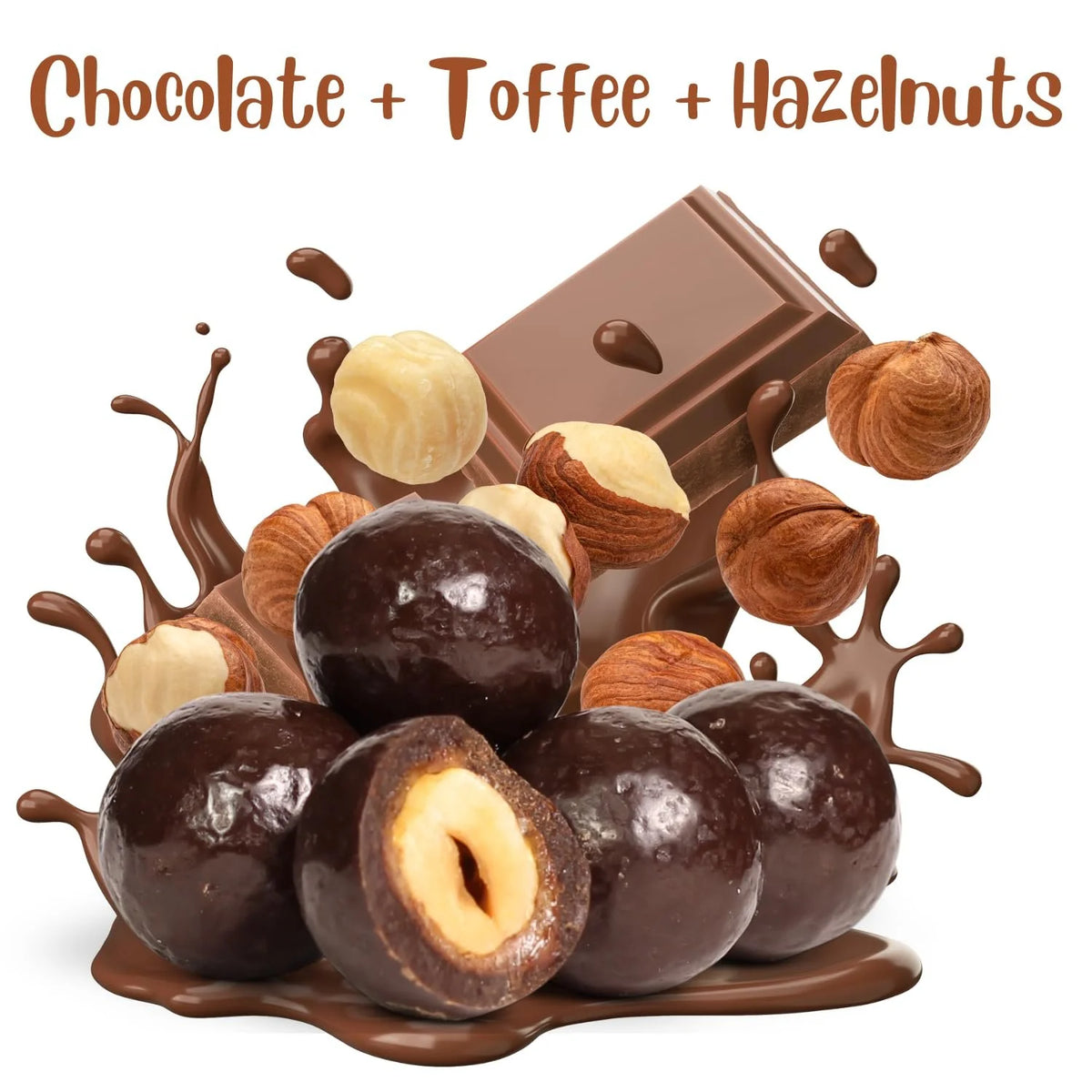 Dark Chocolate Covered Toffee Coated Hazelnuts 10 lbs Bulk Bag P56735