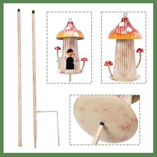 Metal Mushroom Birdhouse Stake T6333