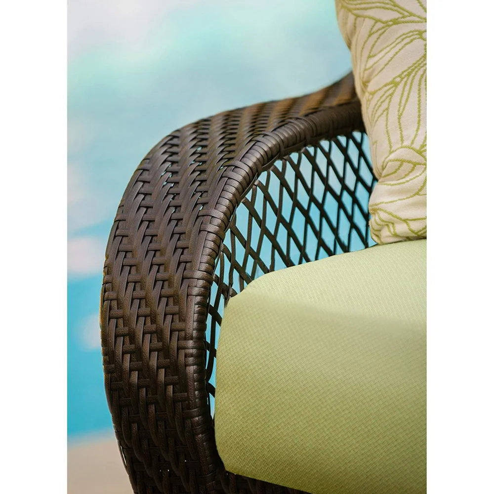 2-Piece Steel Outdoor Patio Deep Seating Set with Brown Wicker, Sofa, Avocado Green Cushions, 2 Pillows and Glass Top Rectangular Coffee Table V637