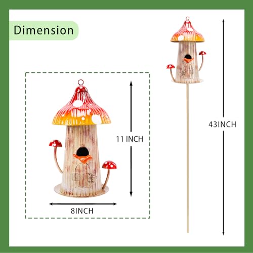 Metal Mushroom Birdhouse Stake T6333