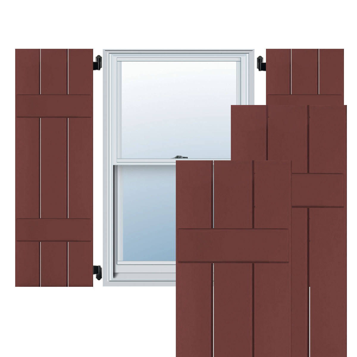 Cottage Red Real Wood Cedar Board-n-Batten Shutters (Per Pair) H558