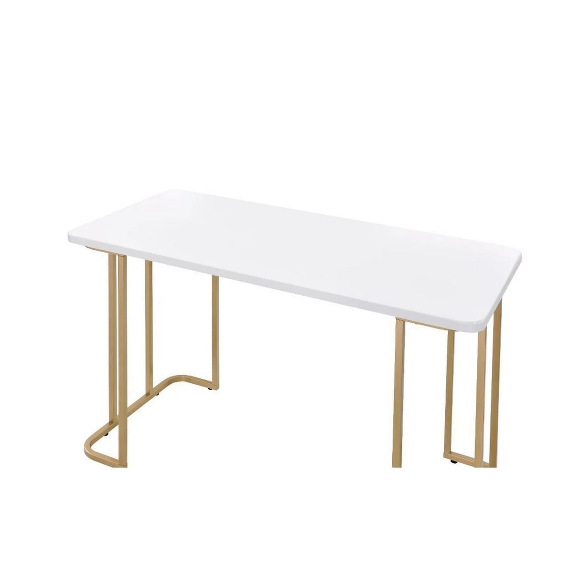 White Writing Desk with Metal Sled Base S518608