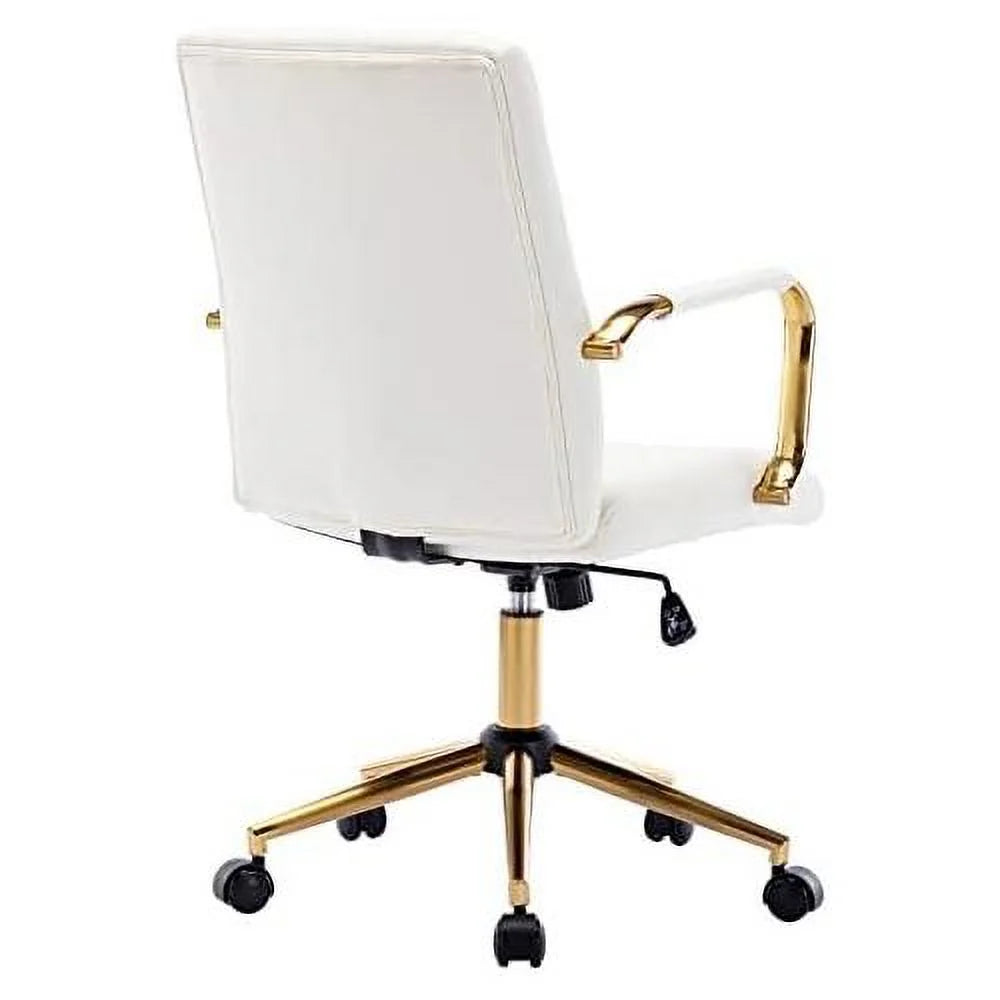 White PU Leather Office Chair with Wheels I196364