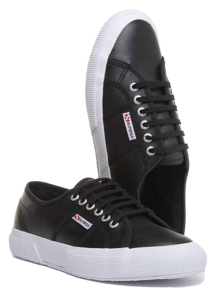 Black Leather Casual Trainers E548