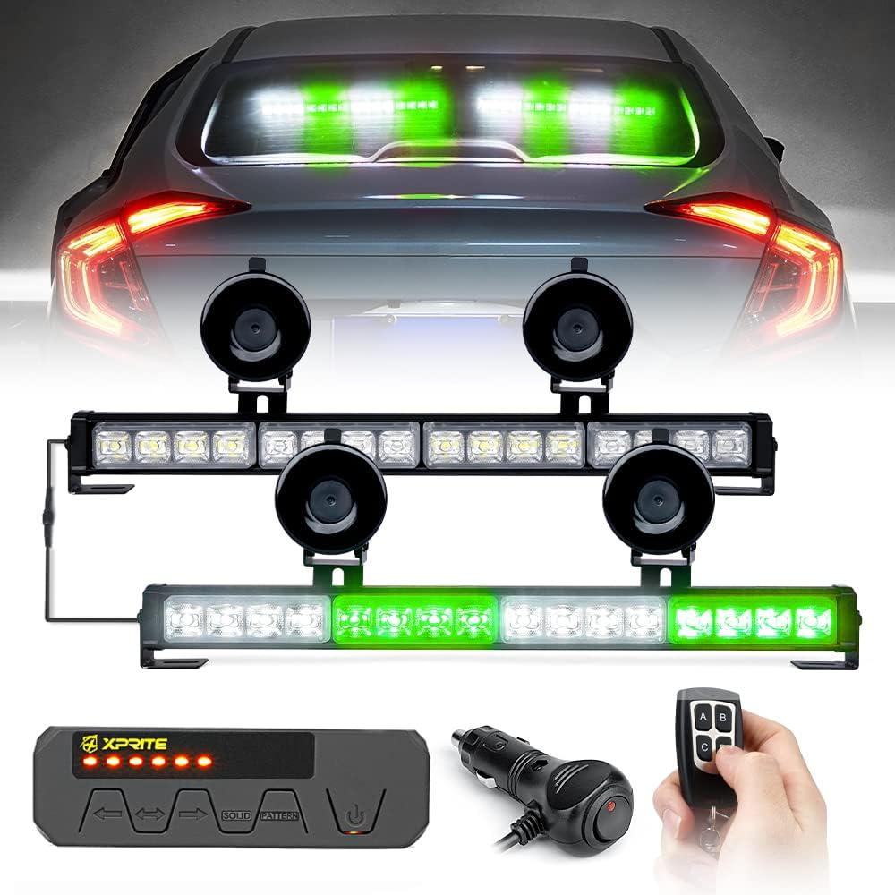 Amber LED Emergency Strobe Light Bar with Wireless Remote, Pack of 2 S57754