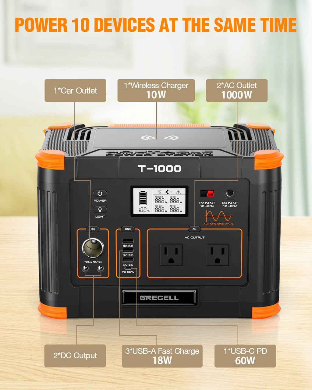 1000W 999Wh Portable Power Station M9568