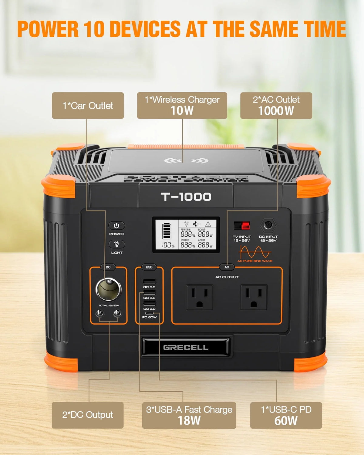 1000W 999Wh Portable Power Station M9568