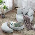Swivel Accent Barrel Chair with Storage Ottoman & 4 Pillows O799232
