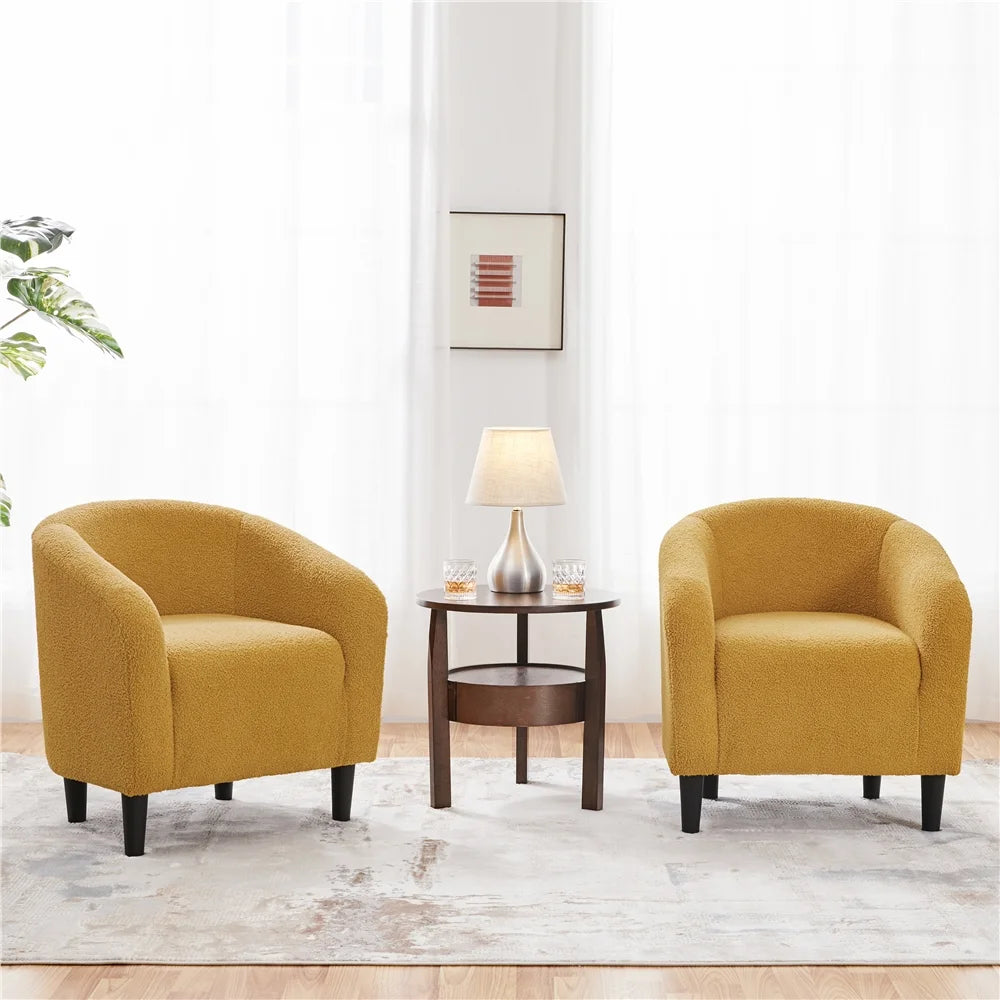 Mustard Yellow Upholstered Barrel Accent Chair V9724