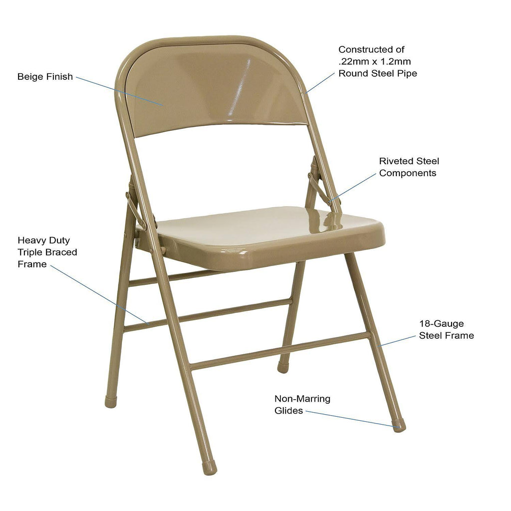 Beige Metal Folding Chairs U85805