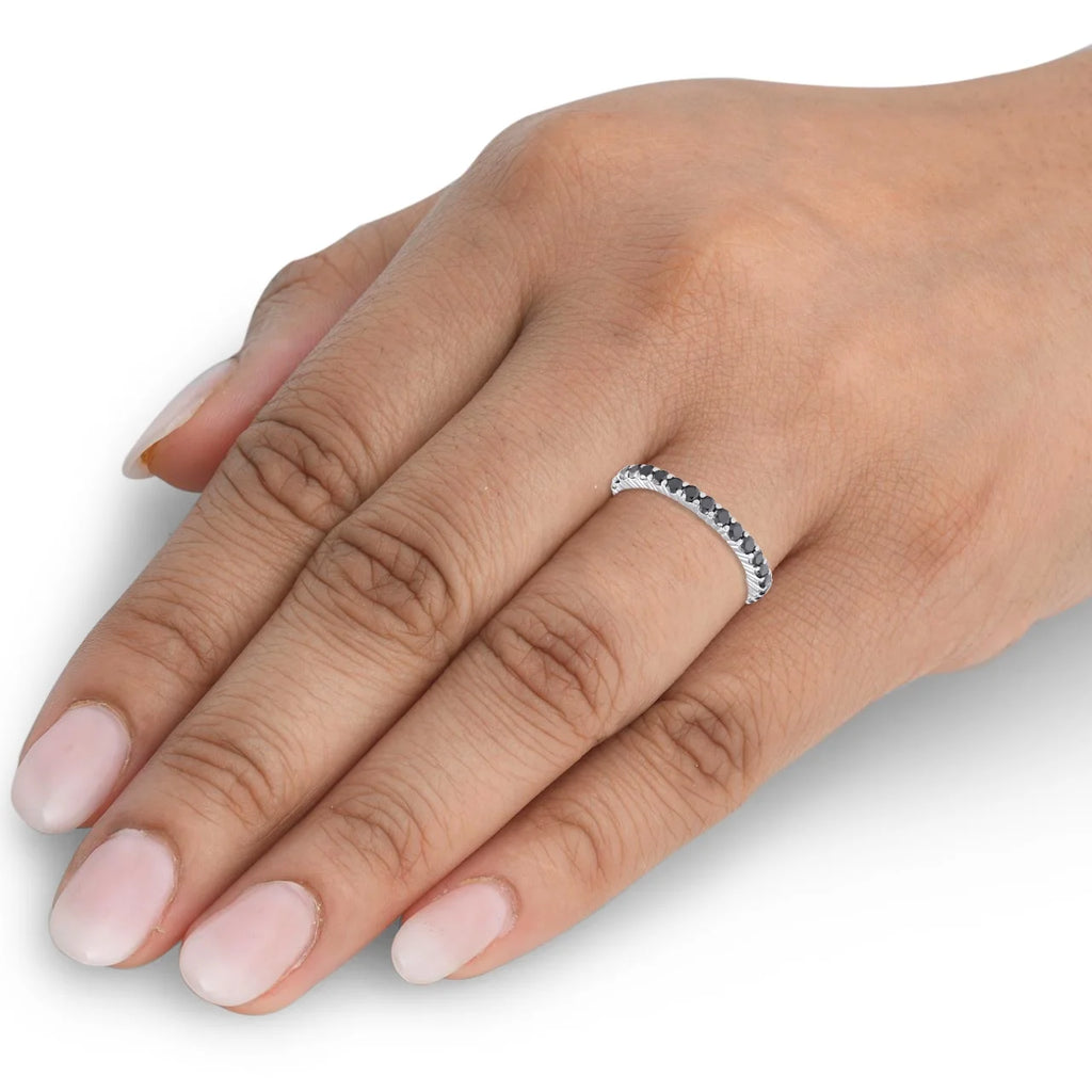 Black Diamond Eternity Ring 14k White Gold H496560
