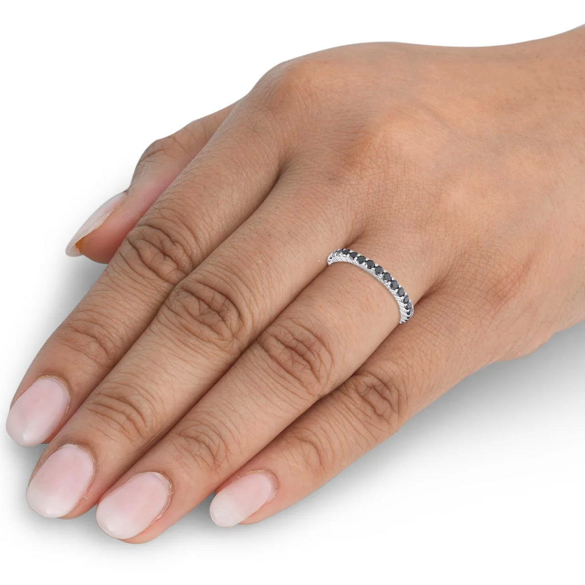 Black Diamond Eternity Ring 14k White Gold H496560
