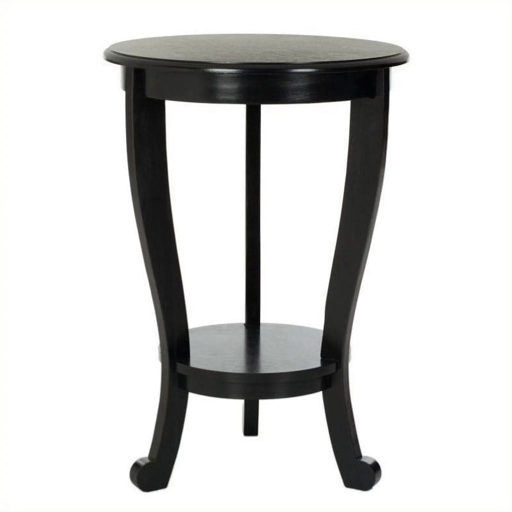 Black Wood Pedestal Side Table Set of 2 I740