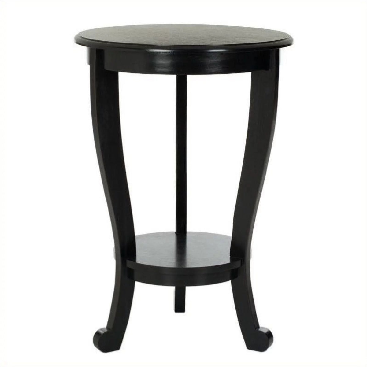 Black Wood Pedestal Side Table Set of 2 I740