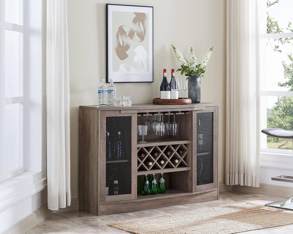 Mahogany Bar Cabinet with Two Wire Mesh Doors K84927