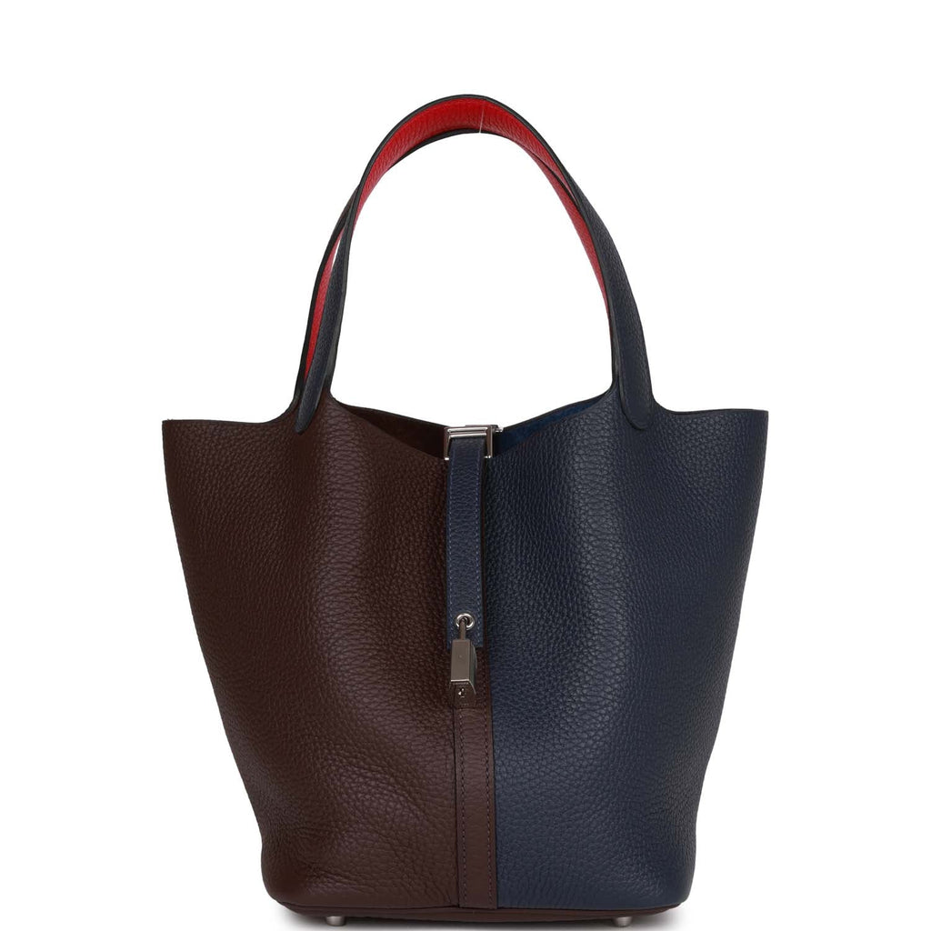 Bleu Nuit Framboise Rouge Sellier Clemence Palladium Hardware Bucket Bag F74497