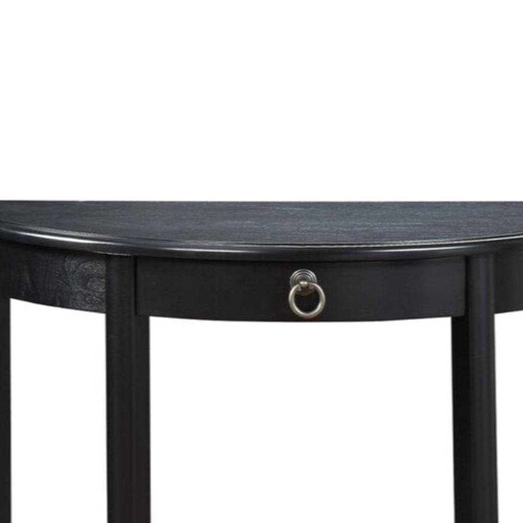 Black Wooden Half Moon Console Table with Storage Drawer X4290