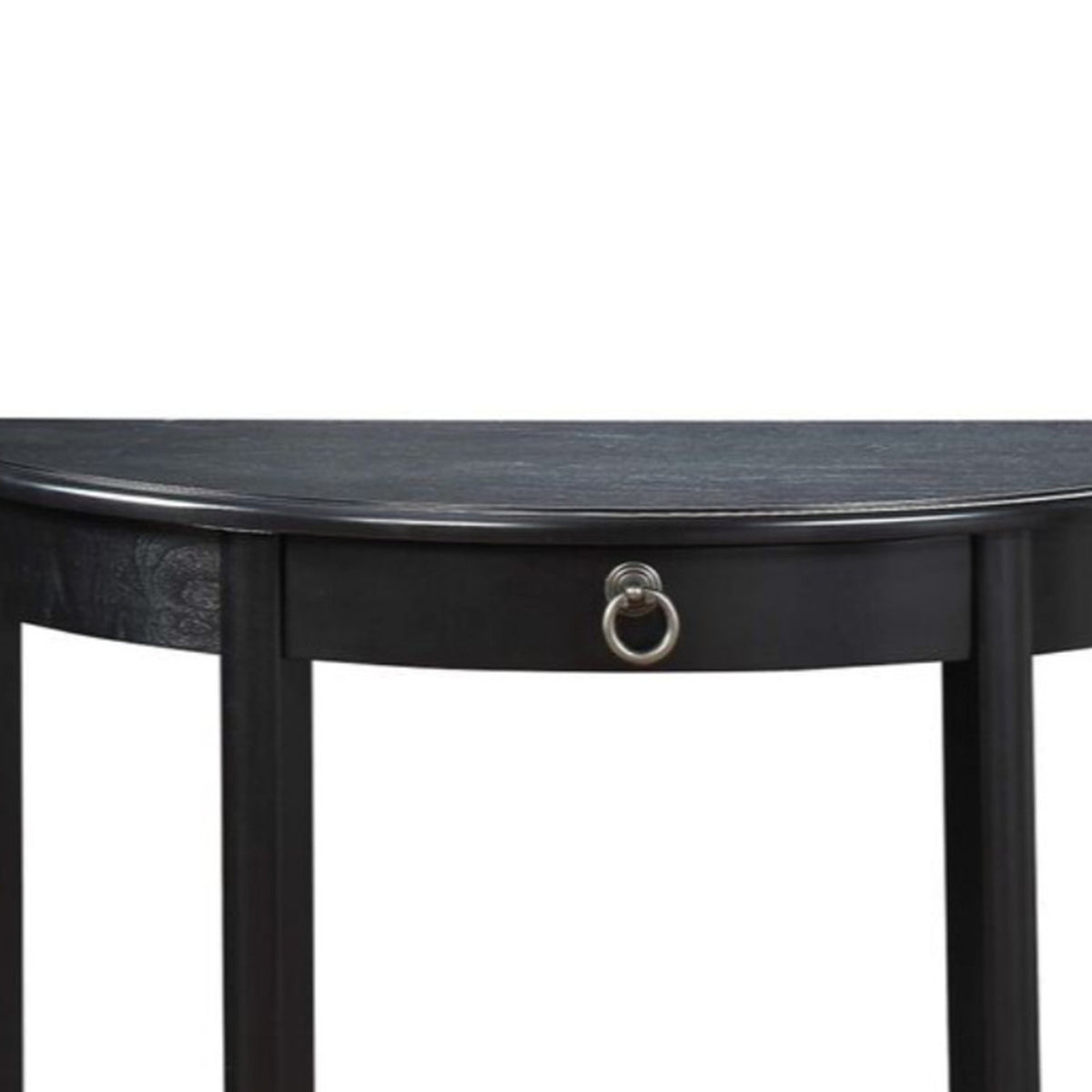 Black Wooden Half Moon Console Table with Storage Drawer X4290