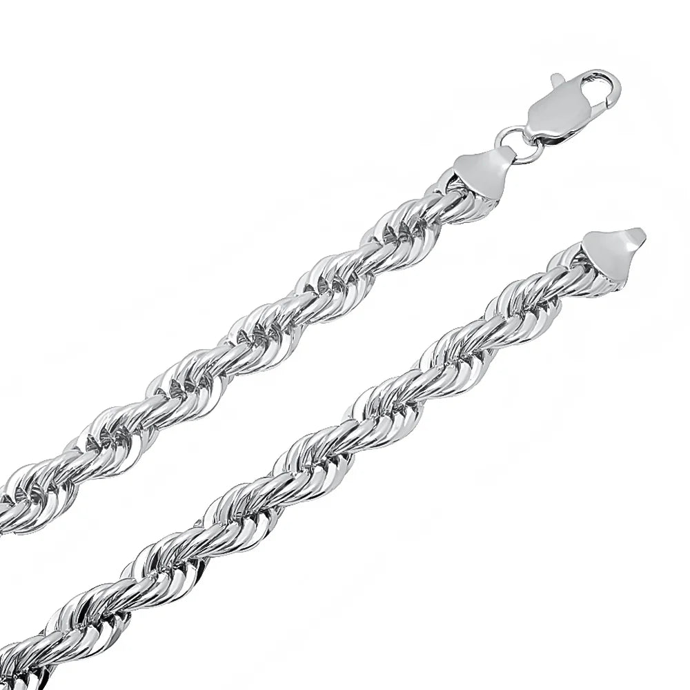 Rhodium Plated Twisted Rope Chain Necklace, 36 inches A2326