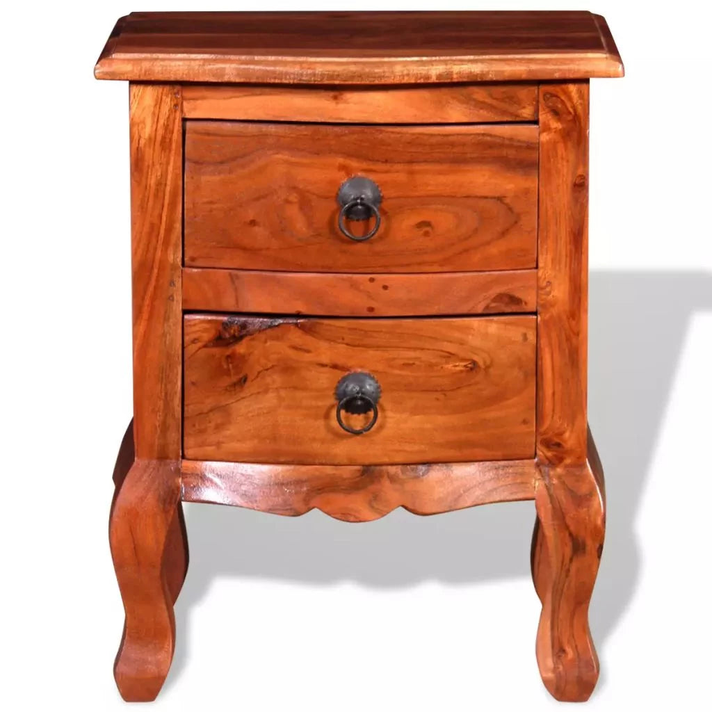 Nightstand with Drawers Solid Acacia Wood A46844
