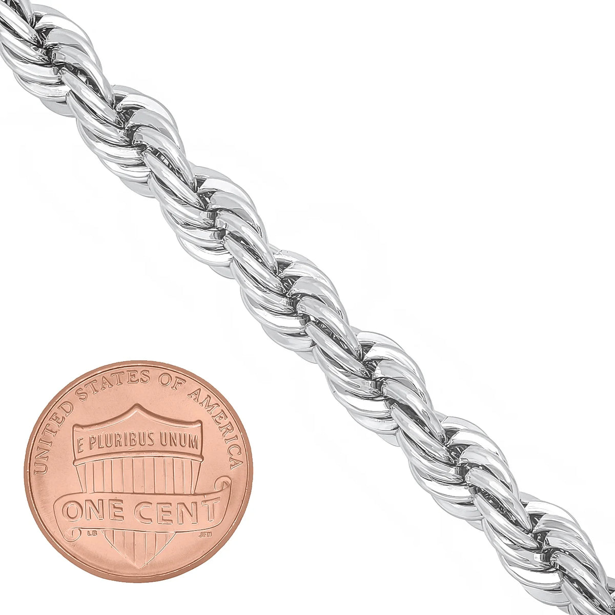 Rhodium Plated Twisted Rope Chain Necklace, 36 inches A2326
